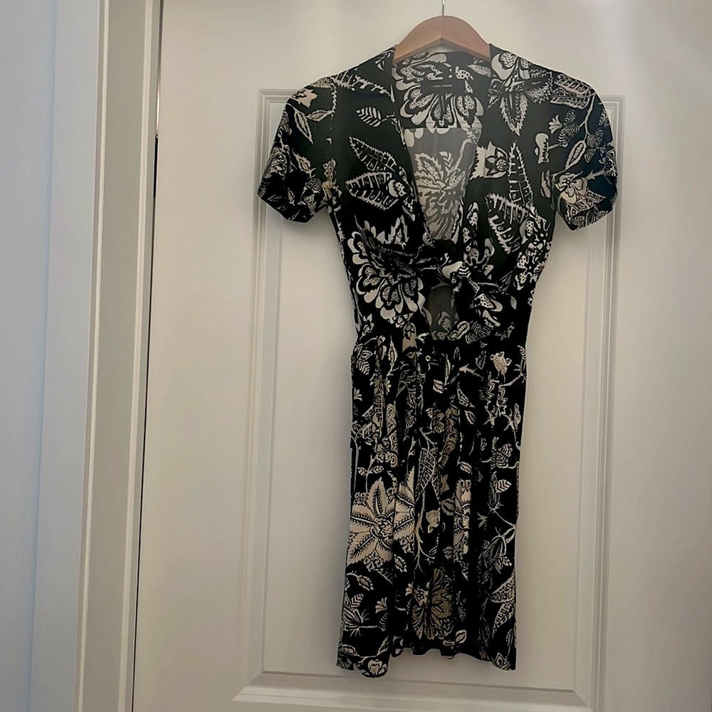 Isabel marant black white cutout collar mini shirt dress sz 34 / 0-2